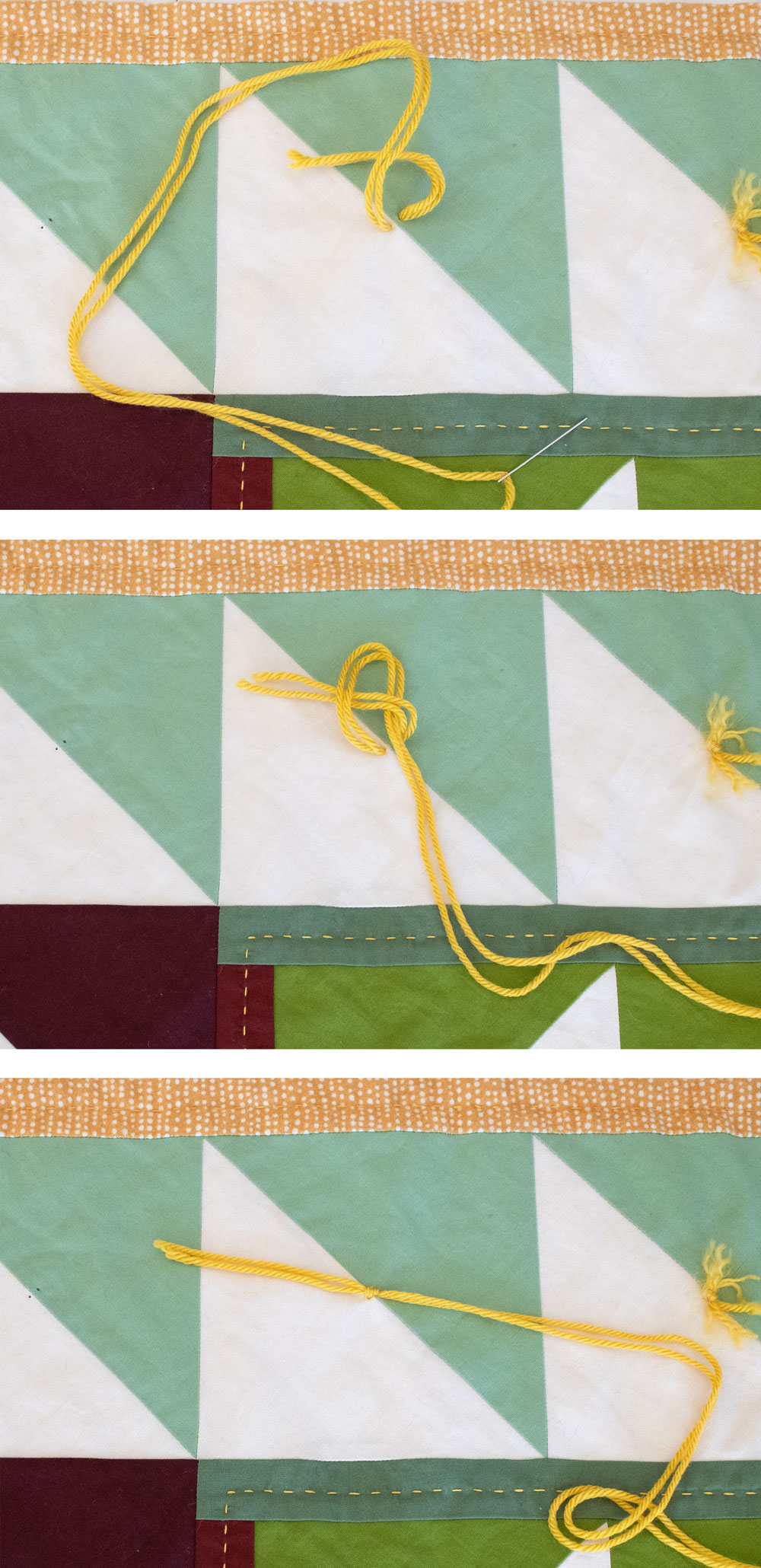 How To Hand Tuft A Quilt With Clear Floss
